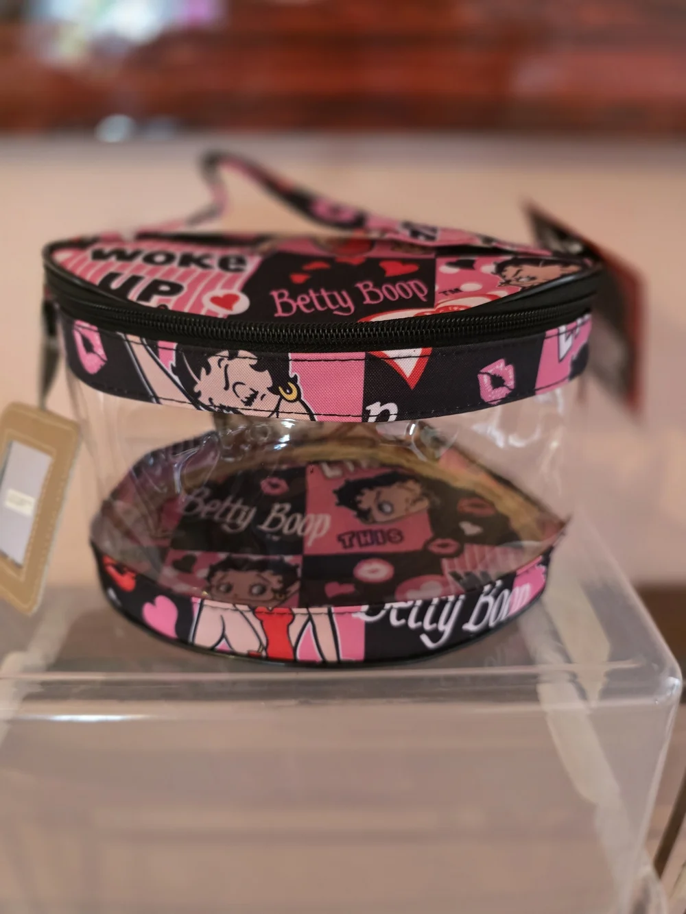 Betty Boop Clear Cosmetic Case - Pink & Black